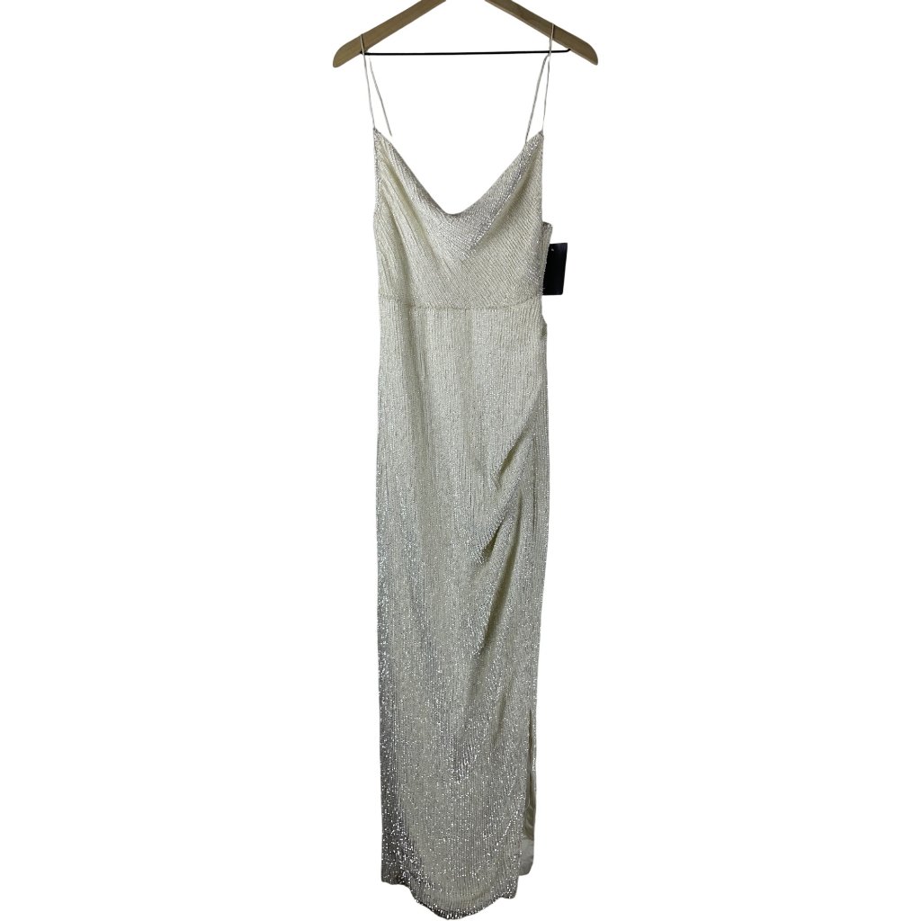 Retrofete Katya Sequin Side Slit Cowl Evening Bridal Gown Womens Medium Moonglow